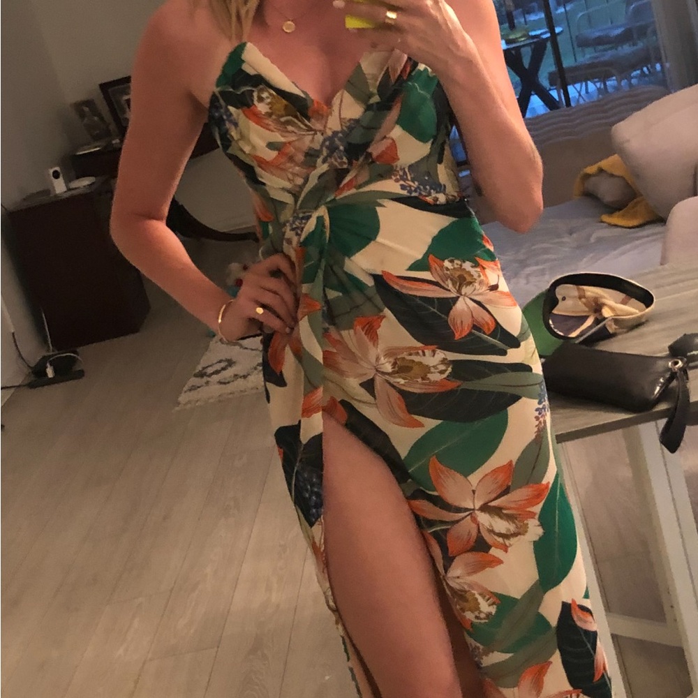 Katie May Strapless Tropical Print Dress